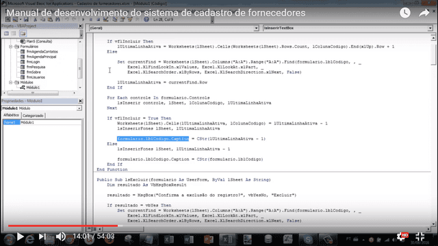 Cadastro de fornecedores manual