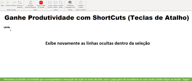 Jogo Treinamento Atalhos do Excel 1