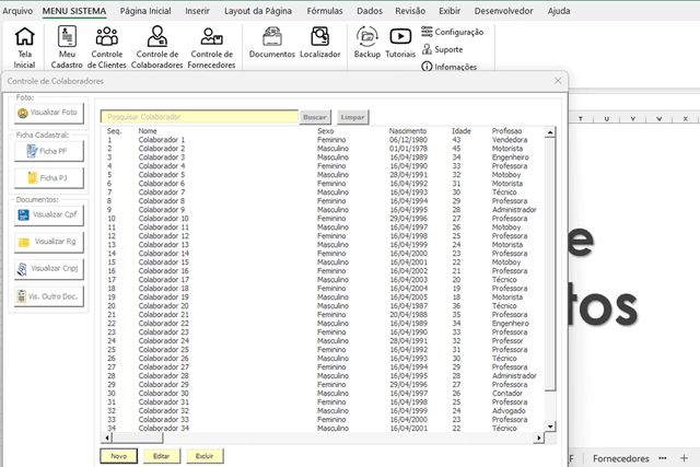 Planilha de Gestao de Documentos Excel Colaboradores
