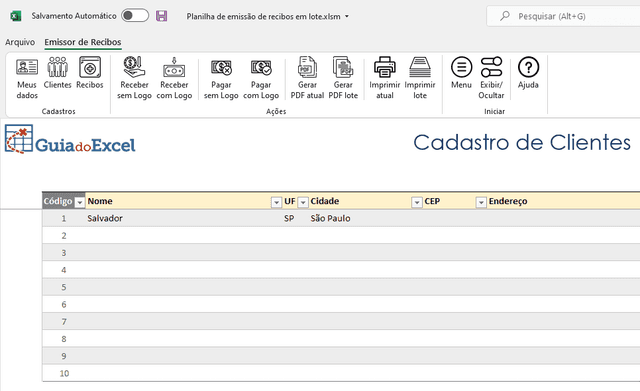 Planilha de Recibos em Lote Excel 1