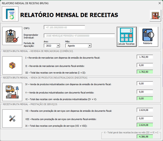 Planilha MEI Mensal Relatório