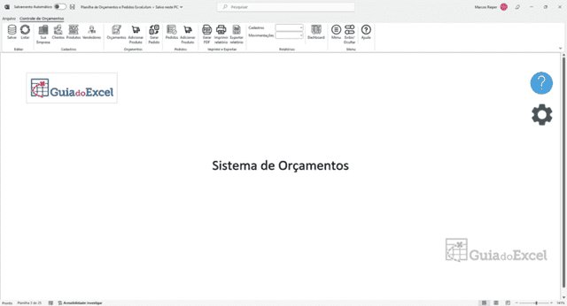 Planilha de orçamentos e pedidos Excel 1