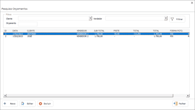 Planilha de orçamentos e pedidos Excel 4