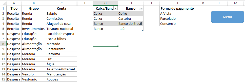 Planilha de gastos Excel - Controle de gastos pessoais 3