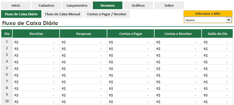 Planilha Fluxo de Caixa 4