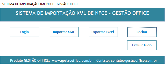 Planilha de importação de NFCe automática em Excel 2