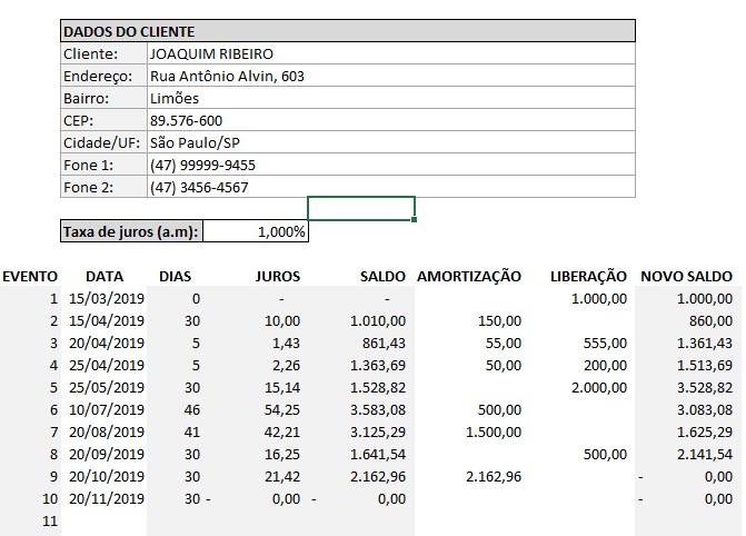 Planilha de Fiado e Cheque Especial 2