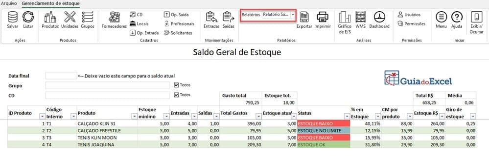 Planilha de Estoque Excel 2