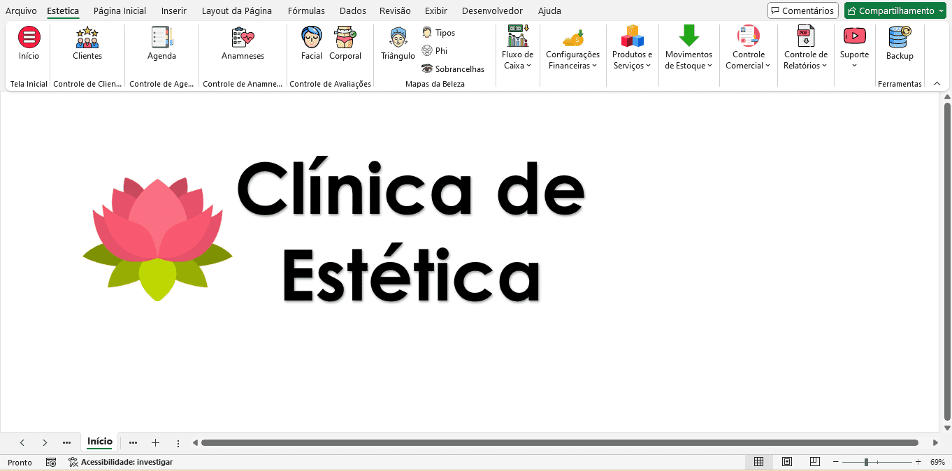 Planilha de Clínica de Estética Excel 2