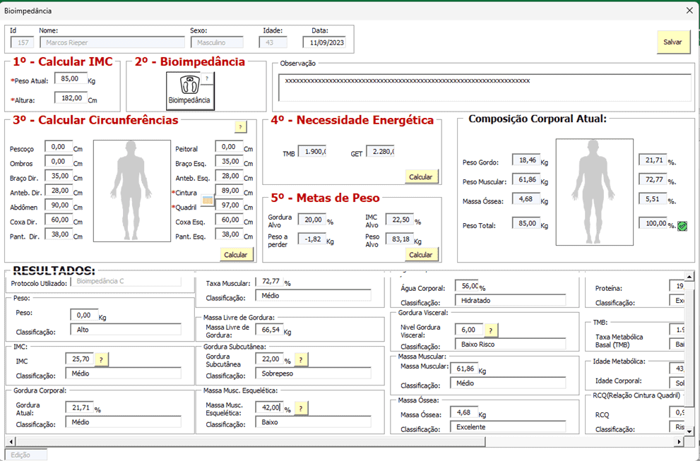 Planilha de Análise de Bioimpedância Excel 4