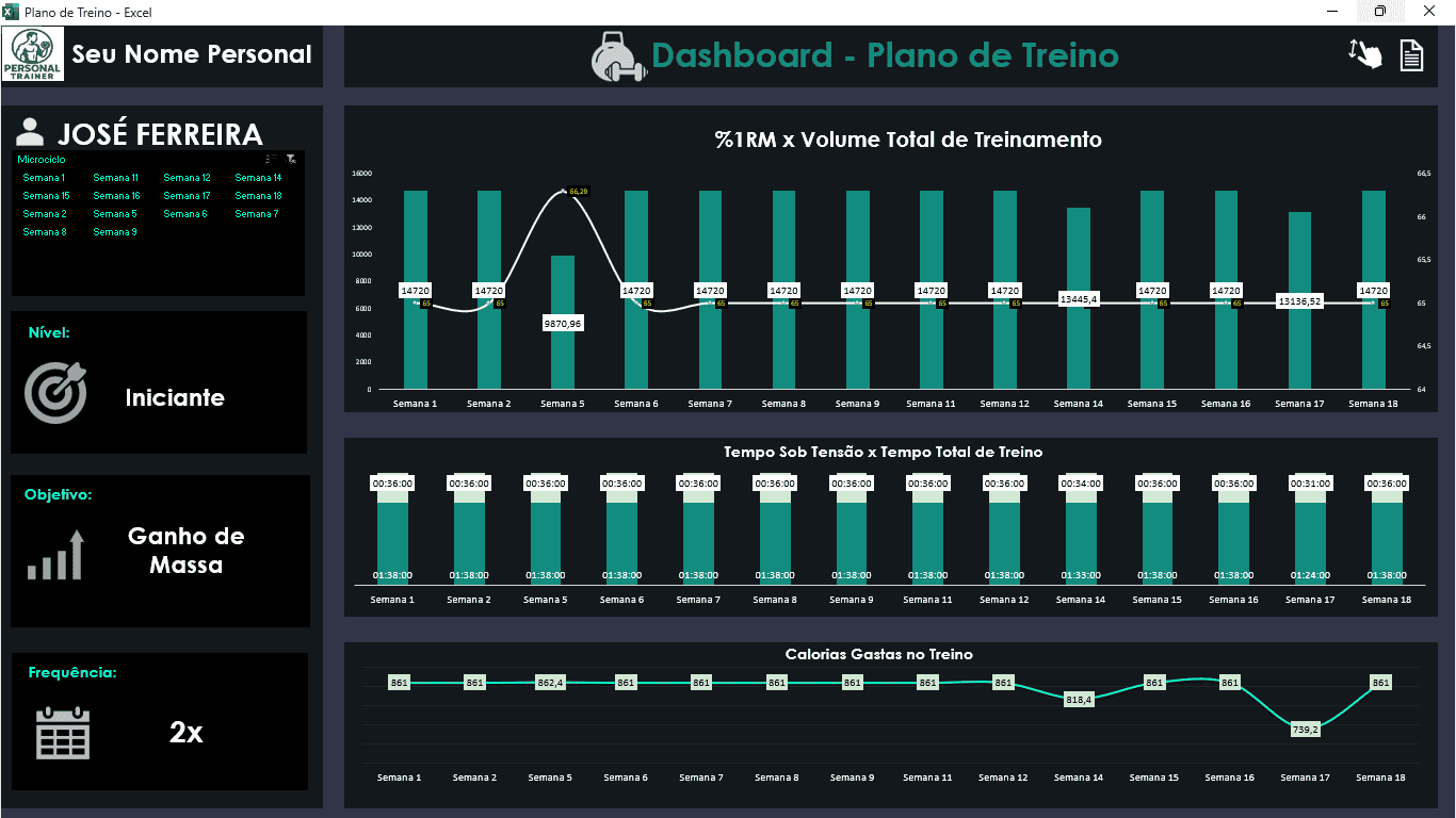 Planilha de Personal Trainer Excel 2