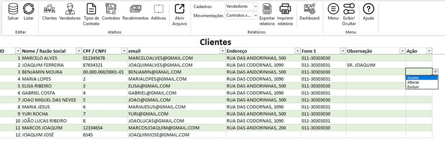 Planilha de Controle de Contratos Excel 2