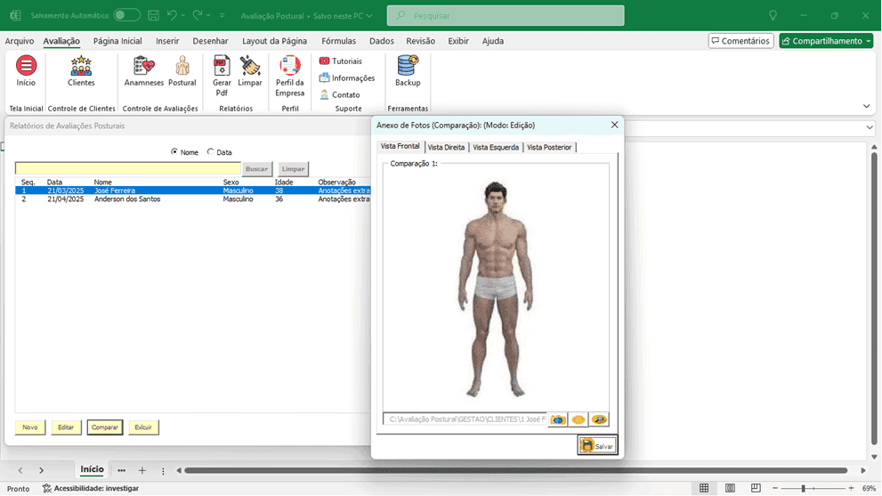 Planilha de Avaliação Postural Excel 5