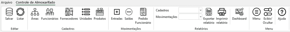 Planilha de Controle de Almoxarifado Excel 2