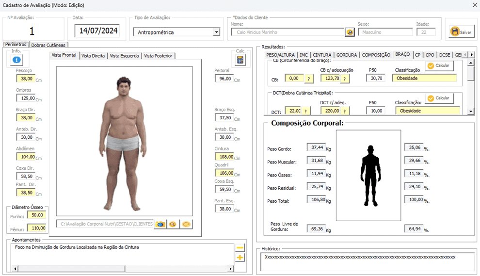 Planilha de Avaliação Corporal Nutricionistas 2