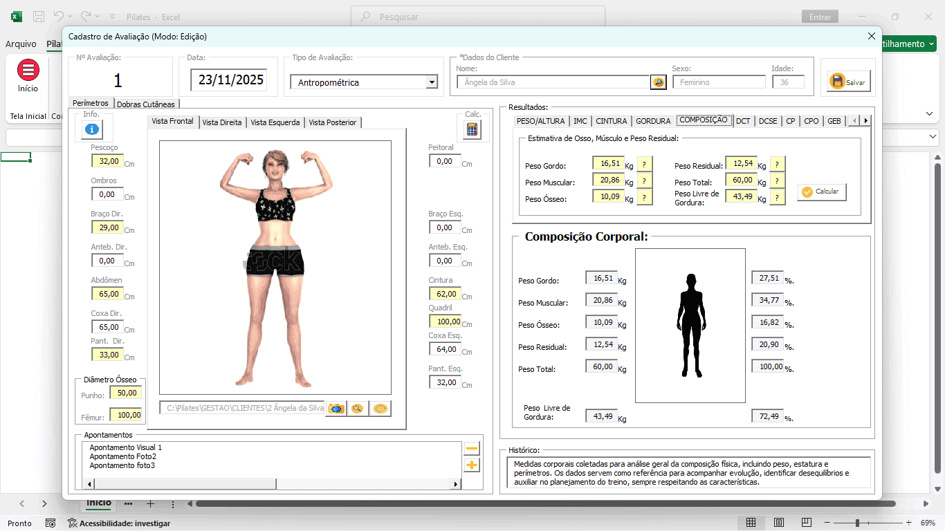 Planilha de Pilates Excel 3