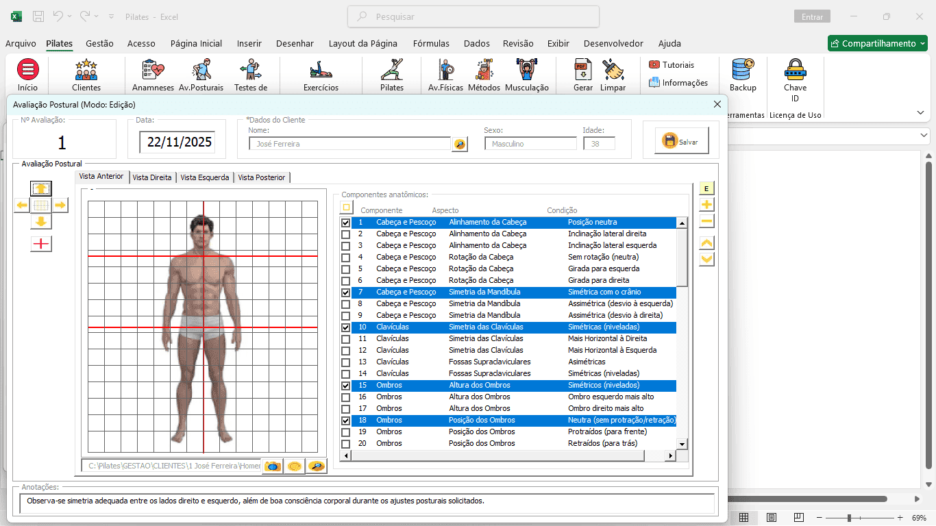 Planilha de Pilates Excel 4