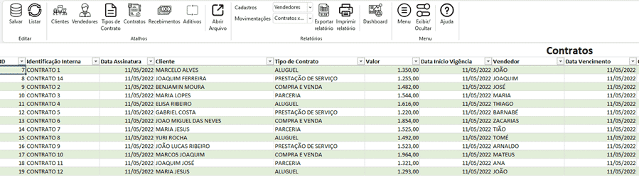 Planilha de Contratos de Empresa Excel 3