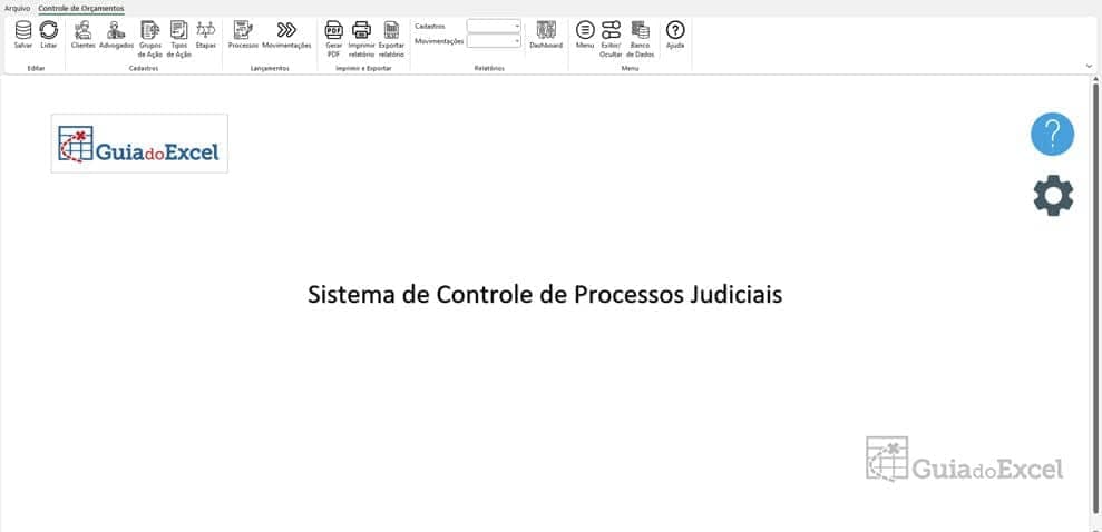 Planilha de Processos Judiciais Excel 2