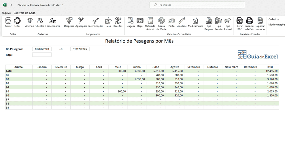 Planilha Controle de Rebanho Bovino Gado Excel 3