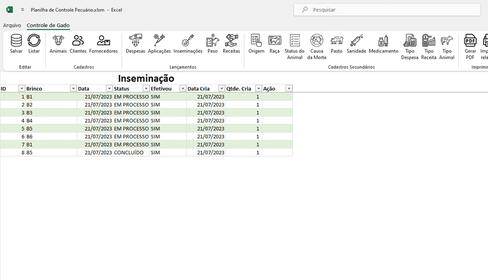 Planilha Controle de Rebanho Bovino Gado Excel 4