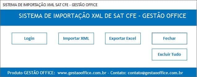 Planilha Excel Importar XML SAT CFe 2