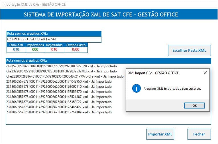 Planilha Excel Importar XML SAT CFe 3