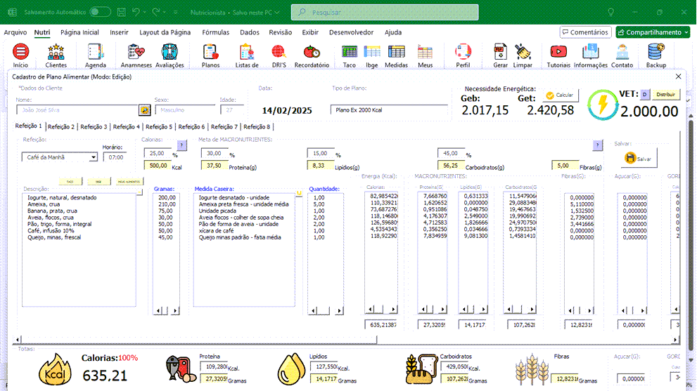 Planilha de Nutricionistas Excel 3