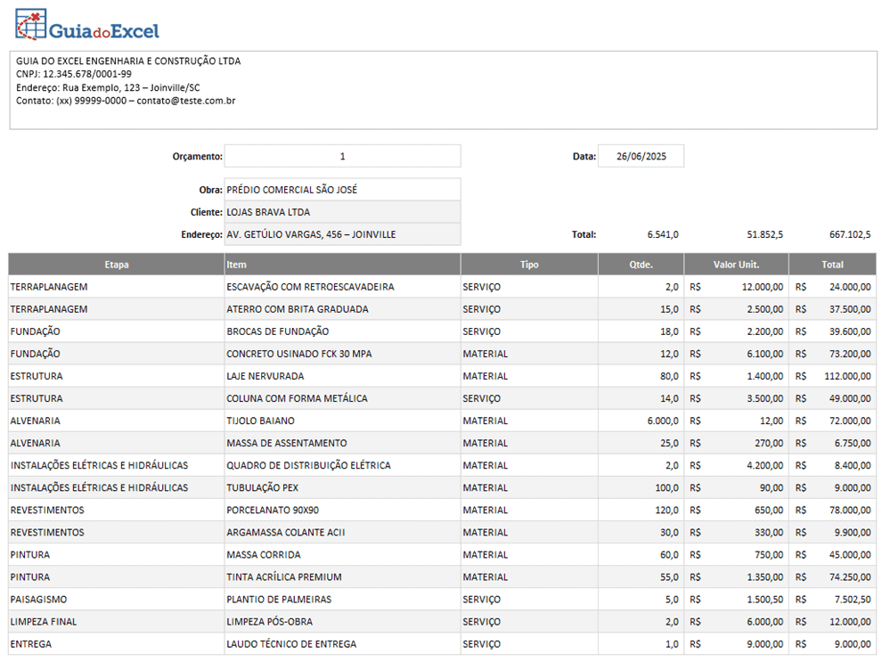 Planilha de Controle de Gastos com Obras Excel 3