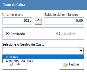 Sistema de contas a pagar e a receber com fluxo de caixa 6 Fluxo de caixa por centro de custo