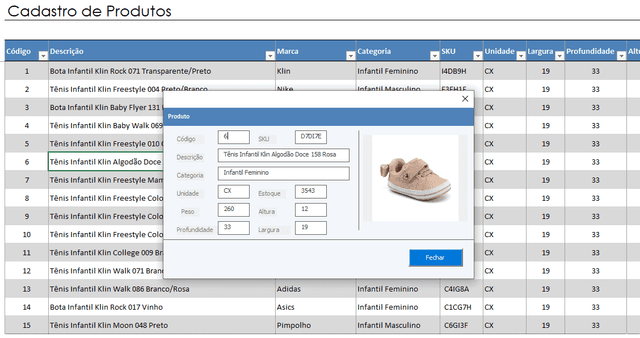 Planilha de vendas e estoque Excel cadastro de produtos