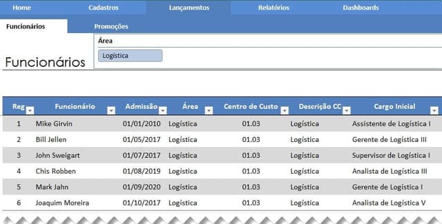 Planilha de Cargos e Salários Excel 3