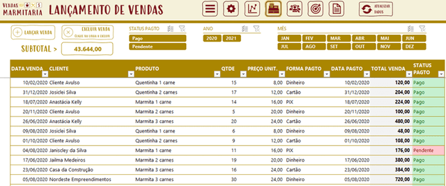 Planilha de Gestão de Vendas de Marmitarias - Planilha de Delivery Restaurante 8
