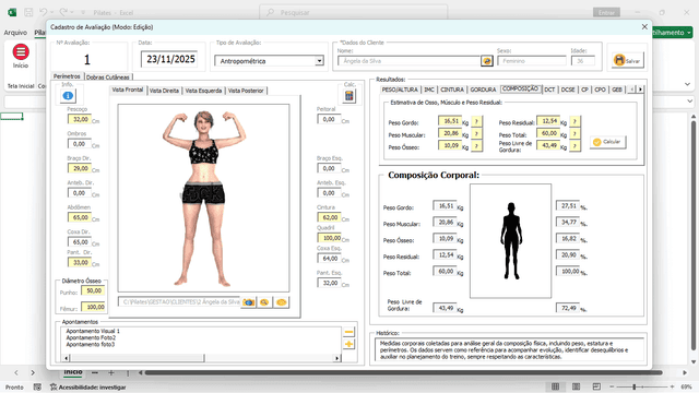 Planilha Pilates Avaliação Física