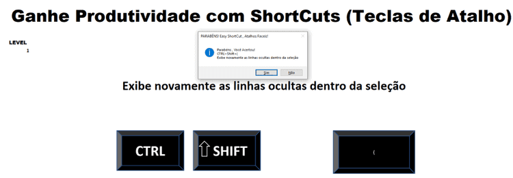 Jogo Treinamento Atalhos do Excel 2