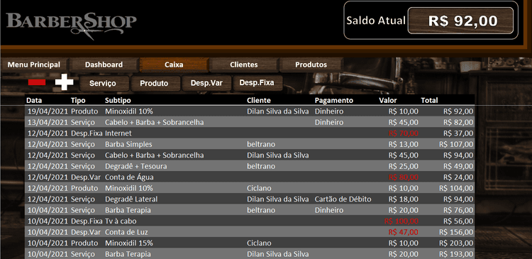 Planilha de controle de barbearia 4