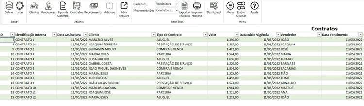 Planilha de Controle de Contratos Excel 6