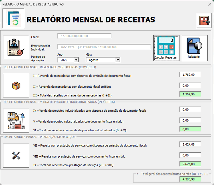 Planilha MEI Mensal Relatório