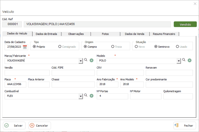 Planilha de Revenda de Veículos Excel com BD 1