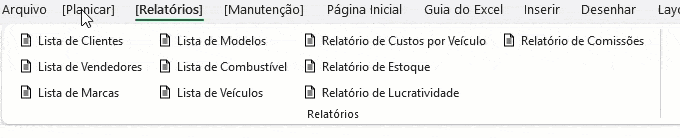 Planilha de Revenda de Veículos Excel com BD 3