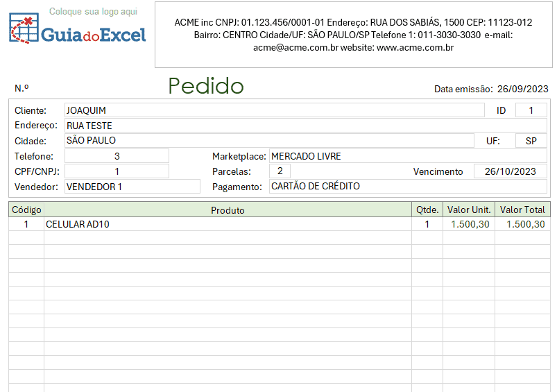 Planliha de Controle de Vendas e Estoque Excel com BD 3