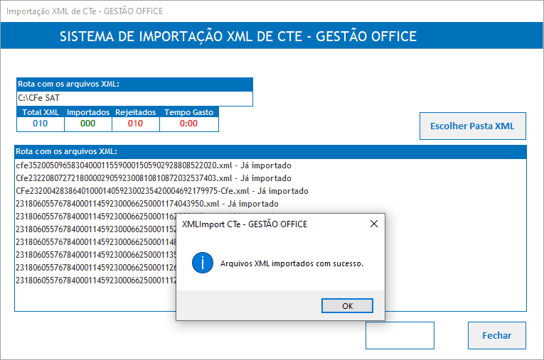 Planilha de Importação de CTE - Importar XML de Conhecimento de Transporte no Excel 2