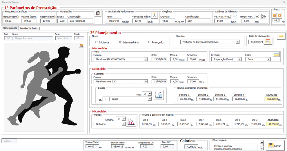 Planilha de Corrida Excel PLANEJAMENTO DE TREINO