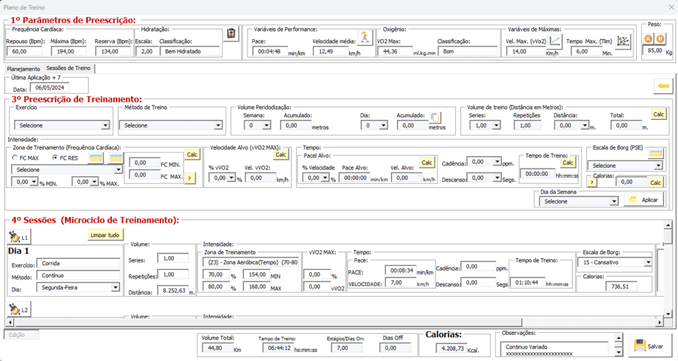 Planilha de Corrida Excel PREESCRIÇÃO DE TREINO