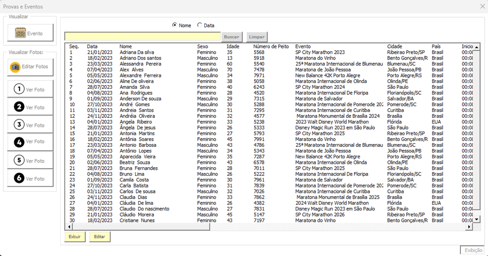 Planilha de Corrida Excel Provas e Eventos