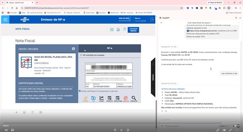 Emitir nota fiscal com IA automaticamente