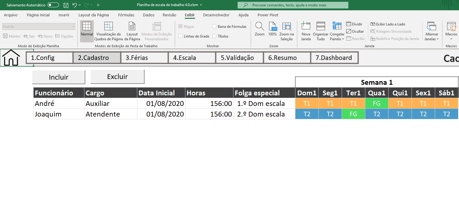 Planilha de escala de trabalho Excel 2