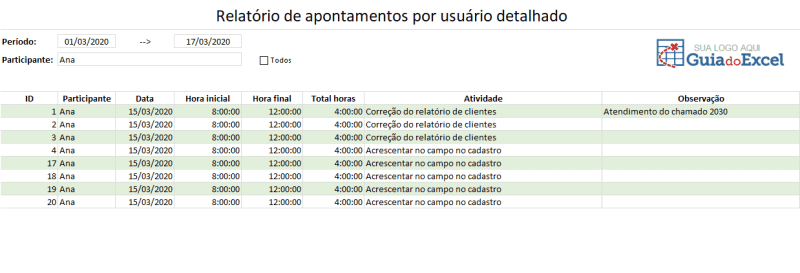 Planilha De Apontamentos E Atividades 7 Guia Do Excel 3612