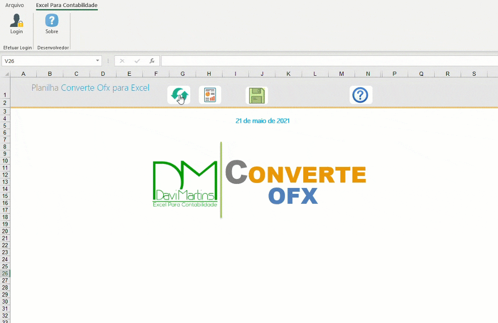 Planilha converter OFX para Excel