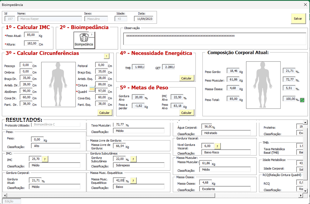 Bioimpedancia Excel
